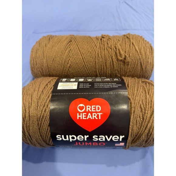Red Heart Other - Red Heart Super Saver Jumbo Yarn Cafe Latte Brown 14oz E302C 0360 2 Skeins